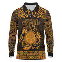 Personalized Brecknockshire Sir Frycheiniog Long Sleeve Polo Shirt Gold Brecon Beacons Mountain Celtic-inspired - Wonder Print Shop
