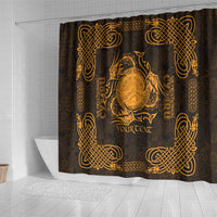 Personalized Brecknockshire Sir Frycheiniog Shower Curtain Gold Brecon Beacons Mountain Celtic-inspired - Wonder Print Shop