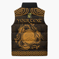 Personalized Brecknockshire Sir Frycheiniog Sleeveless Puffer Jacket Gold Brecon Beacons Mountain Celtic-inspired - Wonder Print Shop