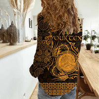 Personalized Brecknockshire Sir Frycheiniog Women Casual Shirt Gold Brecon Beacons Mountain Celtic-inspired - Wonder Print Shop