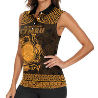 Personalized Brecknockshire Sir Frycheiniog Women Sleeveless Polo Shirt Gold Brecon Beacons Mountain Celtic-inspired - Wonder Print Shop