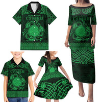 Personalized Brecknockshire Sir Frycheiniog Family Matching Puletasi and Hawaiian Shirt Green Brecon Beacons Mountain Celtic-inspired - Wonder Print Shop