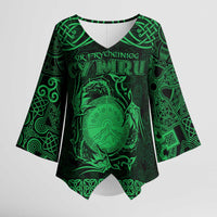 Personalized Brecknockshire Sir Frycheiniog Kimono Sleeve Blouse Green Brecon Beacons Mountain Celtic-inspired - Wonder Print Shop