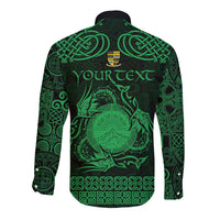 Personalized Brecknockshire Sir Frycheiniog Long Sleeve Button Shirt Green Brecon Beacons Mountain Celtic-inspired - Wonder Print Shop