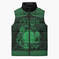 Personalized Brecknockshire Sir Frycheiniog Sleeveless Puffer Jacket Green Brecon Beacons Mountain Celtic-inspired - Wonder Print Shop