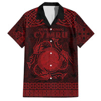 Personalized Brecknockshire Sir Frycheiniog Family Matching Summer Maxi Dress and Hawaiian Shirt Red Brecon Beacons Mountain Celtic-inspired - Wonder Print Shop