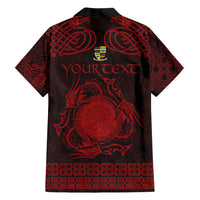 Personalized Brecknockshire Sir Frycheiniog Family Matching Summer Maxi Dress and Hawaiian Shirt Red Brecon Beacons Mountain Celtic-inspired - Wonder Print Shop