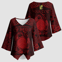 Personalized Brecknockshire Sir Frycheiniog Kimono Sleeve Blouse Red Brecon Beacons Mountain Celtic-inspired - Wonder Print Shop