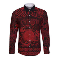 Personalized Brecknockshire Sir Frycheiniog Long Sleeve Button Shirt Red Brecon Beacons Mountain Celtic-inspired - Wonder Print Shop