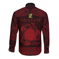 Personalized Brecknockshire Sir Frycheiniog Long Sleeve Button Shirt Red Brecon Beacons Mountain Celtic-inspired - Wonder Print Shop