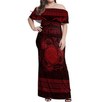 Personalized Brecknockshire Sir Frycheiniog Off Shoulder Maxi Dress Red Brecon Beacons Mountain Celtic-inspired - Wonder Print Shop