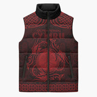 Personalized Brecknockshire Sir Frycheiniog Sleeveless Puffer Jacket Red Brecon Beacons Mountain Celtic-inspired - Wonder Print Shop