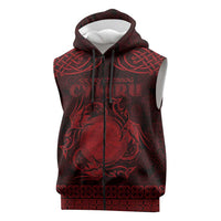 Personalized Brecknockshire Sir Frycheiniog Sleeveless Zip Hoodie Red Brecon Beacons Mountain Celtic-inspired - Wonder Print Shop