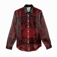 Personalized Brecknockshire Sir Frycheiniog Women Casual Shirt Red Brecon Beacons Mountain Celtic-inspired - Wonder Print Shop