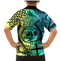 Malampa Fiji Day Family Matching Mermaid Dress and Hawaiian Shirt Vanuatu Sand Drawing With Polynesian Pattern LT9 - Wonder Print Shop