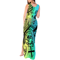 Malampa Fiji Day Tank Maxi Dress Vanuatu Sand Drawing With Polynesian Pattern - Wonder Print Shop