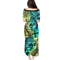 Personalised Malampa Fiji Day Family Matching Puletasi Dress and Hawaiian Shirt Vanuatu Sand Drawing With Polynesian Pattern - Wonder Print Shop