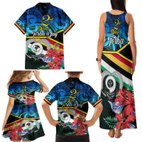 Torba Vanuatu Family Matching Tank Maxi Dress and Hawaiian Shirt Sand Drawing With Polynesian Pattern - Wonder Print Shop