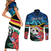 Personalised Torba Vanuatu Couples Matching Short Sleeve Bodycon Dress and Long Sleeve Button Shirts Sand Drawing With Polynesian Pattern LT9 - Wonder Print Shop