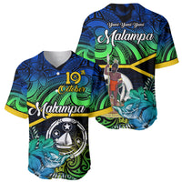 Malampa Day Baseball Jersey Vanuatu Flowers with Malampa Emblem Tribal Pattern LT9 - Wonder Print Shop