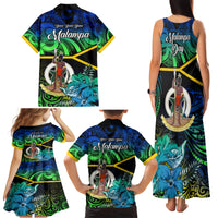 Malampa Day Family Matching Tank Maxi Dress and Hawaiian Shirt Vanuatu Flowers with Malampa Emblem Tribal Pattern - Wonder Print Shop