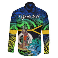 Personalised Malampa Day Family Matching Puletasi Dress and Hawaiian Shirt Vanuatu Flowers with Malampa Emblem Tribal Pattern - Wonder Print Shop