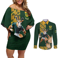 South Africa Rugby History World Champions Couples Matching Off Shoulder Short Dress and Long Sleeve Button Shirt Springboks Make History LT9 - Wonder Print Shop