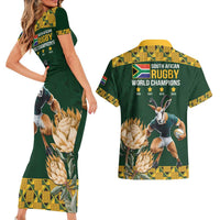 South Africa Rugby History World Champions Couples Matching Short Sleeve Bodycon Dress and Hawaiian Shirt Springboks Make History LT9 - Wonder Print Shop