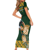 South Africa Rugby History World Champions Short Sleeve Bodycon Dress Springboks Make History - Wonder Print Shop