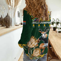 South Africa Rugby History World Champions Women Casual Shirt Springboks Make History - Wonder Print Shop
