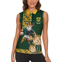 South Africa Rugby History World Champions Women Sleeveless Polo Shirt Springboks Make History - Wonder Print Shop