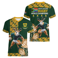 South Africa Rugby History World Champions Women V-Neck T-Shirt Springboks Make History - Wonder Print Shop
