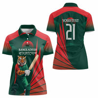 Bangladesh Cricket Custom Women Polo Shirt The Tigers Mascot with Sporty Style - Wonder Print Shop