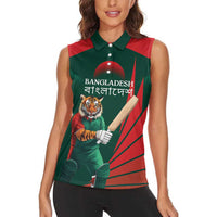 Bangladesh Cricket Custom Women Sleeveless Polo Shirt The Tigers Mascot with Sporty Style - Wonder Print Shop