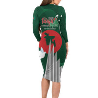 Bangladesh 16 December Victory Day Long Sleeve Bodycon Dress Jatiyo Sriti Shoudho with Sun - Wonder Print Shop