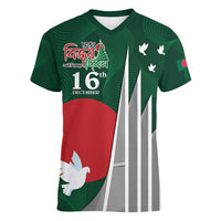 Bangladesh 16 December Victory Day Women V-Neck T-Shirt Jatiyo Sriti Shoudho with Sun - Wonder Print Shop
