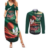 Bangladesh Victory Day Personalized Couples Matching Summer Maxi Dress and Long Sleeve Button Shirt Since 1971 with Flag Art LT9 - Wonder Print Shop