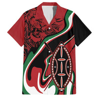 Happy Jamhuri Day Kenya Family Matching Short Sleeve Bodycon Dress and Hawaiian Shirt Kenyan Lion and Maasai Shield - Wonder Print Shop