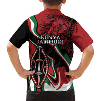 Happy Jamhuri Day Kenya Family Matching Tank Maxi Dress and Hawaiian Shirt Kenyan Lion and Maasai Shield - Wonder Print Shop