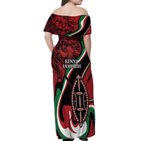 Happy Jamhuri Day Kenya Off Shoulder Maxi Dress Kenyan Lion and Maasai Shield - Wonder Print Shop