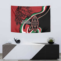 Happy Jamhuri Day Kenya Tapestry Kenyan Lion and Maasai Shield - Wonder Print Shop
