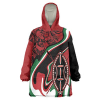 Happy Jamhuri Day Kenya Wearable Blanket Hoodie Kenyan Lion and Maasai Shield - Wonder Print Shop