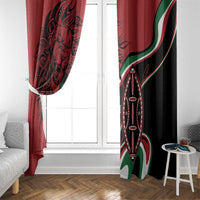 Happy Jamhuri Day Kenya Window Curtain Kenyan Lion and Maasai Shield - Wonder Print Shop