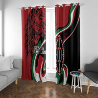 Happy Jamhuri Day Kenya Window Curtain Kenyan Lion and Maasai Shield - Wonder Print Shop