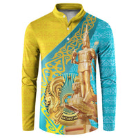 Issyk Mystery Kazakhstan Golden Man Button Sweatshirt LT9 - Wonder Print Shop