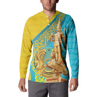 Issyk Mystery Kazakhstan Golden Man Button Sweatshirt LT9 - Wonder Print Shop