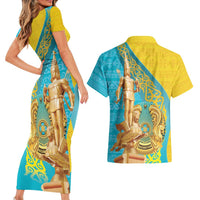 Issyk Mystery Kazakhstan Golden Man Couples Matching Short Sleeve Bodycon Dress and Hawaiian Shirt LT9 - Wonder Print Shop