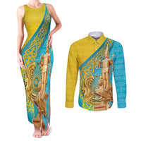Issyk Mystery Kazakhstan Golden Man Couples Matching Tank Maxi Dress and Long Sleeve Button Shirt LT9 - Wonder Print Shop