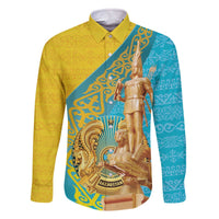 Issyk Mystery Kazakhstan Golden Man Family Matching Off The Shoulder Long Sleeve Dress and Hawaiian Shirt - Wonder Print Shop