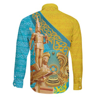 Issyk Mystery Kazakhstan Golden Man Family Matching Off The Shoulder Long Sleeve Dress and Hawaiian Shirt - Wonder Print Shop